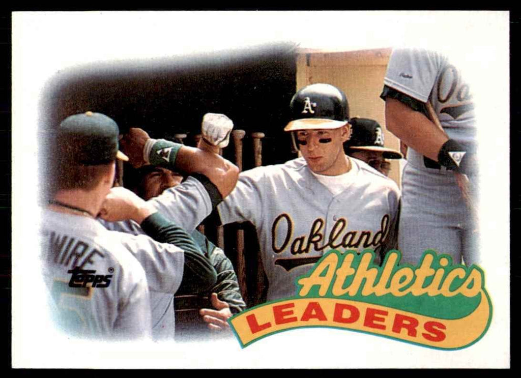 1989 Topps Baseball Card Athletics Leaders - Walt Weiss Oakland Athletics #639