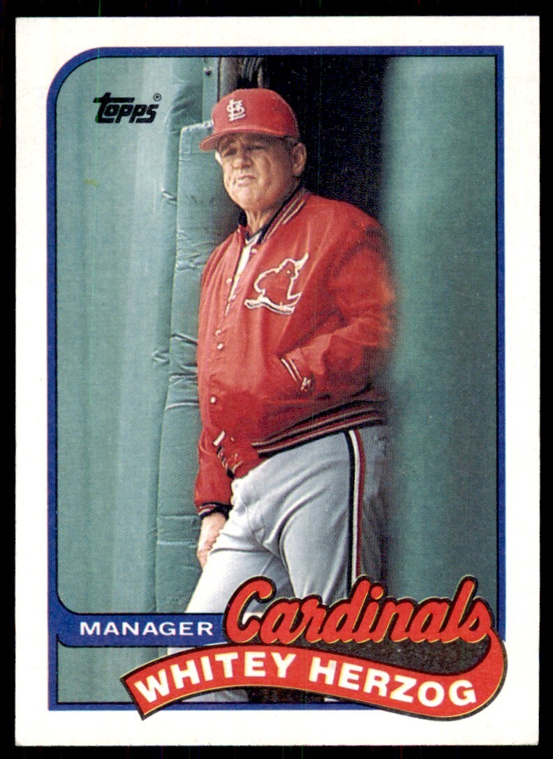 1989 Topps Baseball Card Whitey Herzog hof St. Louis Cardinals #654