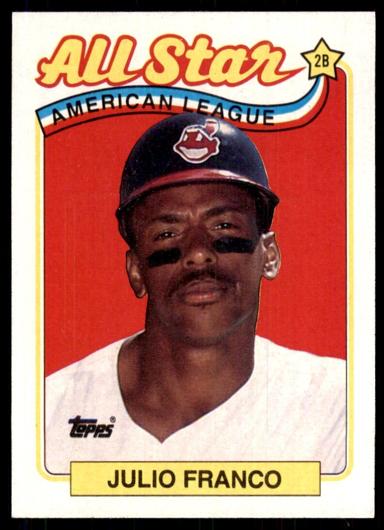 1989 Topps Baseball Card Julio Franco Cleveland Indians #398