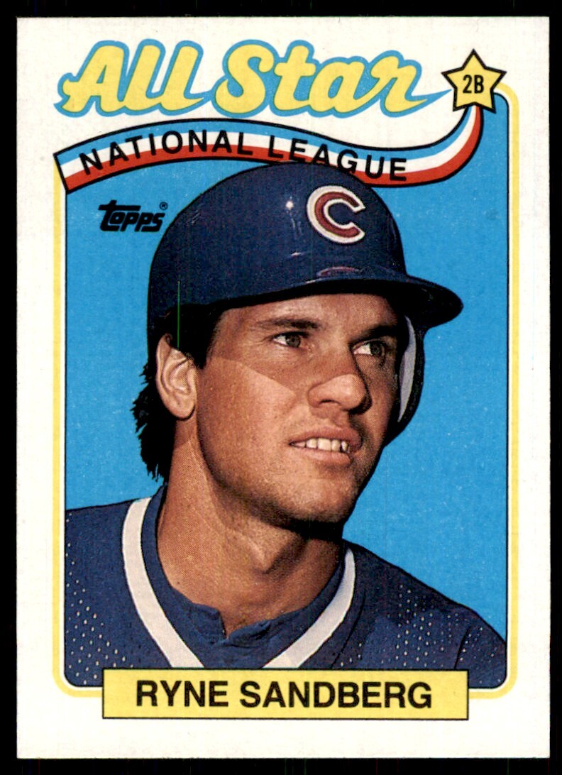 1989 Topps Baseball Card Ryne Sandberg hof Chicago Cubs #387