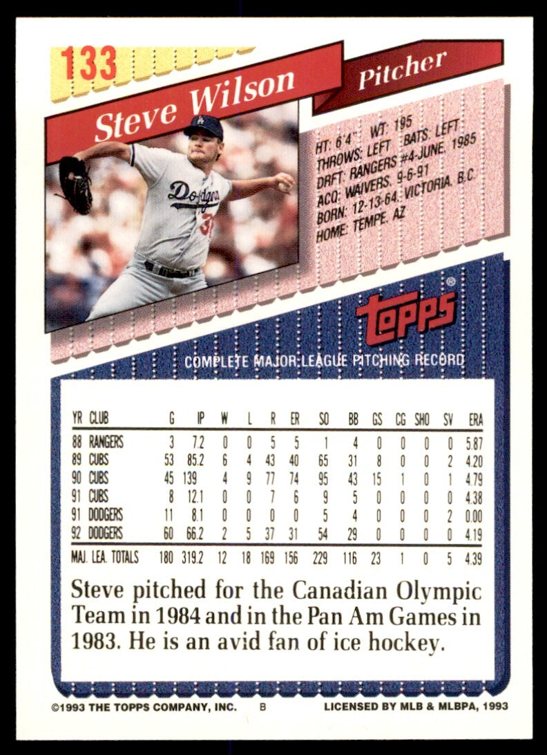 1993 Topps Gold Steve Wilson p Los Angeles Dodgers #133
