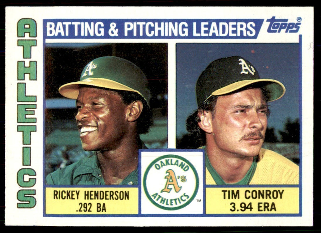 1984 Topps Cards Athletics Team Leaders - Rickey Henderson/Tim Conroy A Baseball