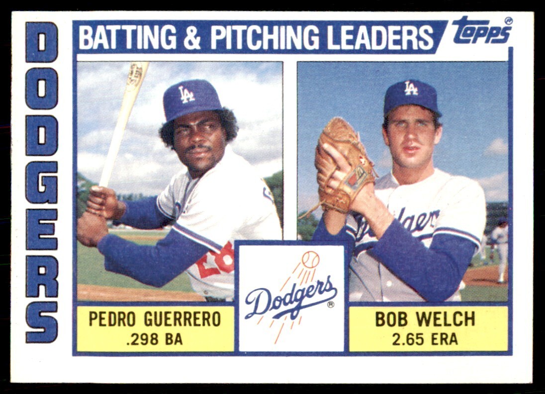 1984 Topps Cards Dodgers Batting & Pitching Leaders/Checklist Welch Los Angeles