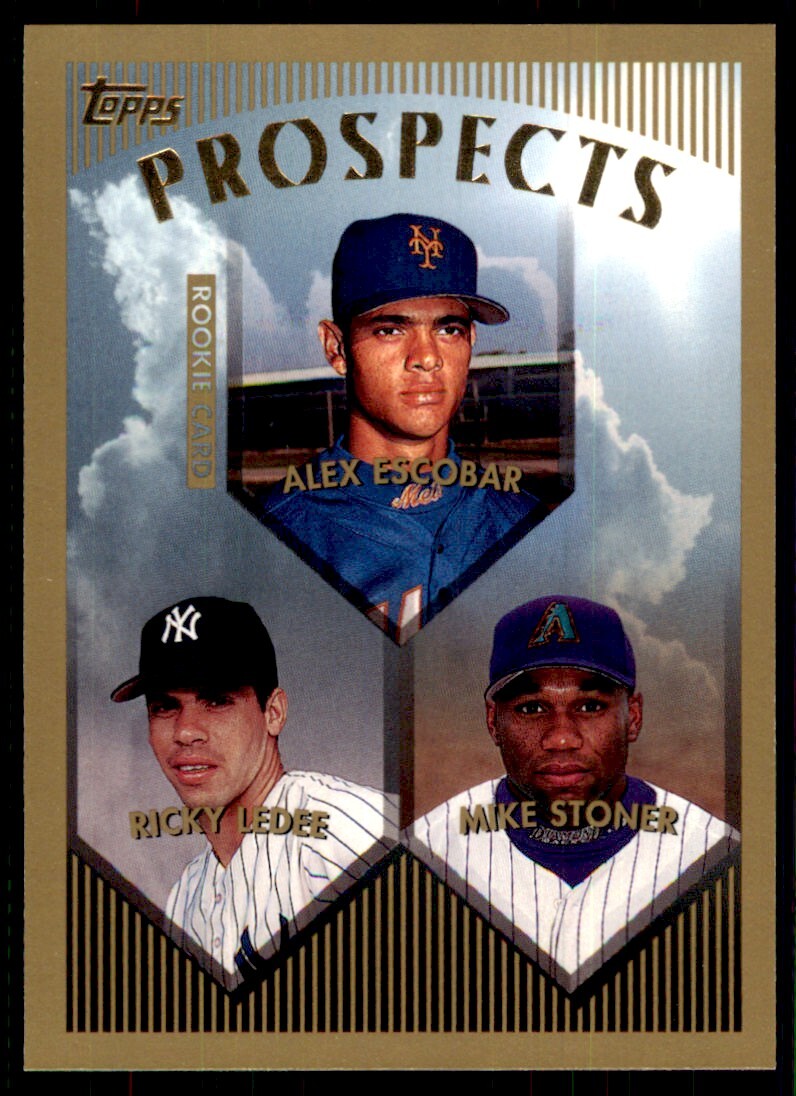 1999 Topps Baseball Card Alex Escobar/Ricky Ledee/Mike Stoner #206