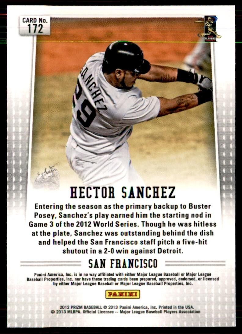 2013 Panini Prizm Hector Sanchez San Francisco Giants #172