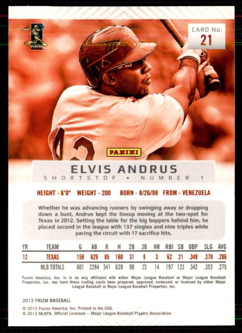 2013 Panini Prizm Elvis Andrus Texas Rangers #21