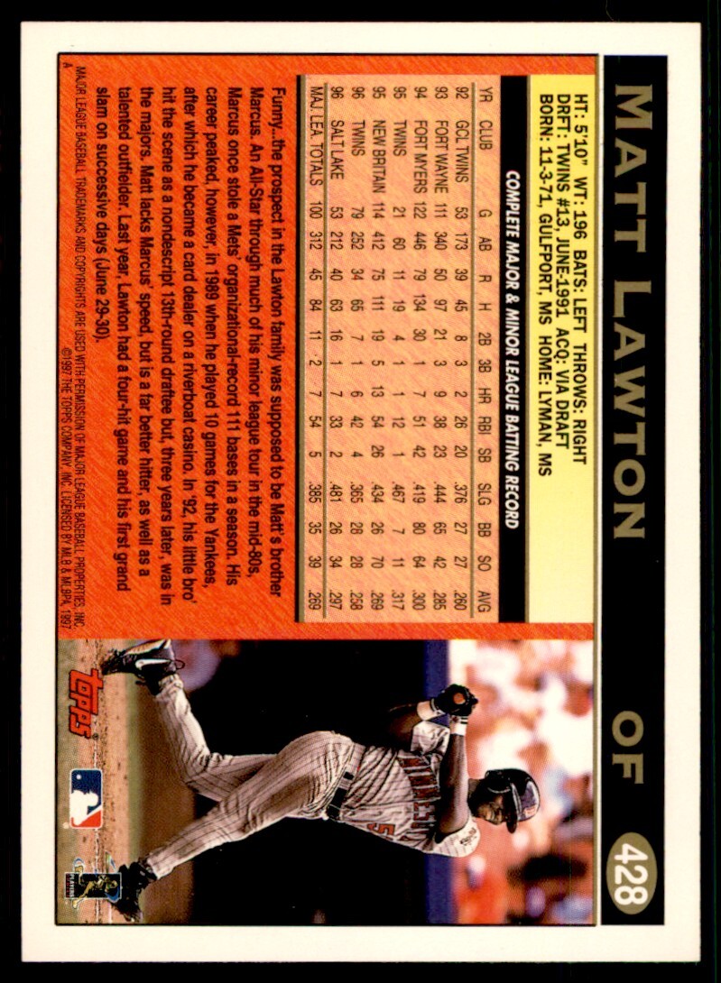 1997 Topps Matt Lawton Minnesota Twins #428