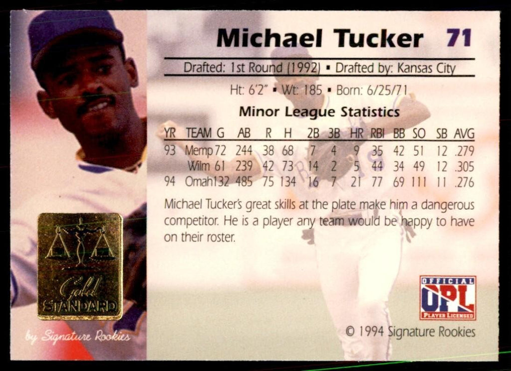 1994 Signature Rookies Michael Tucker Baseball Cards #71