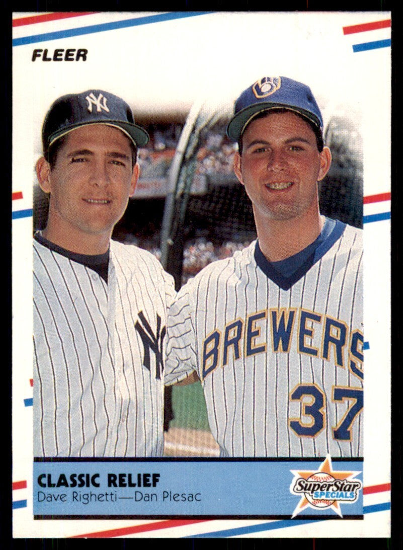 1988 Fleer Dave Righetti/Dan Plesac . New York Yankees/Milwaukee Brewers #625