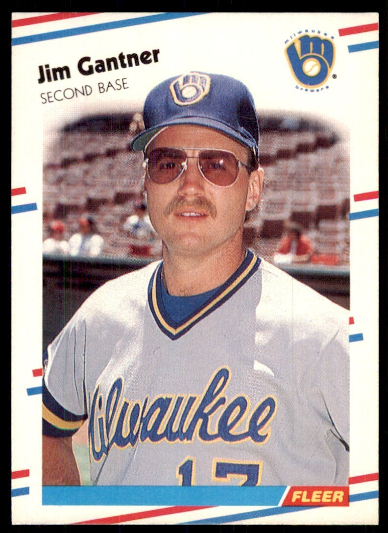 1988 Fleer Jim Gantner . Milwaukee Brewers #165