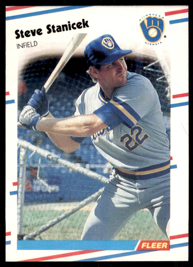 1988 Fleer Steve Stanicek Rookie Milwaukee Brewers #174
