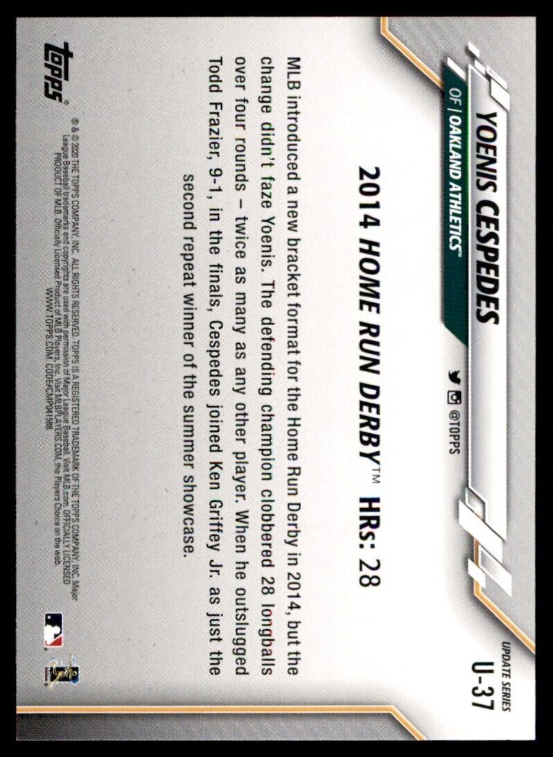 2020 Topps Yoenis Cespedes Baseball Card Oakland Athletics #U-37