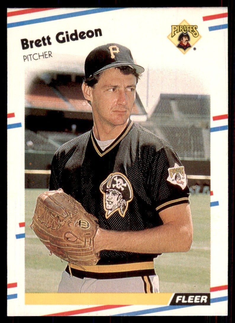 1988 Fleer Brett Gideon Rookie . Pittsburgh Pirates #330