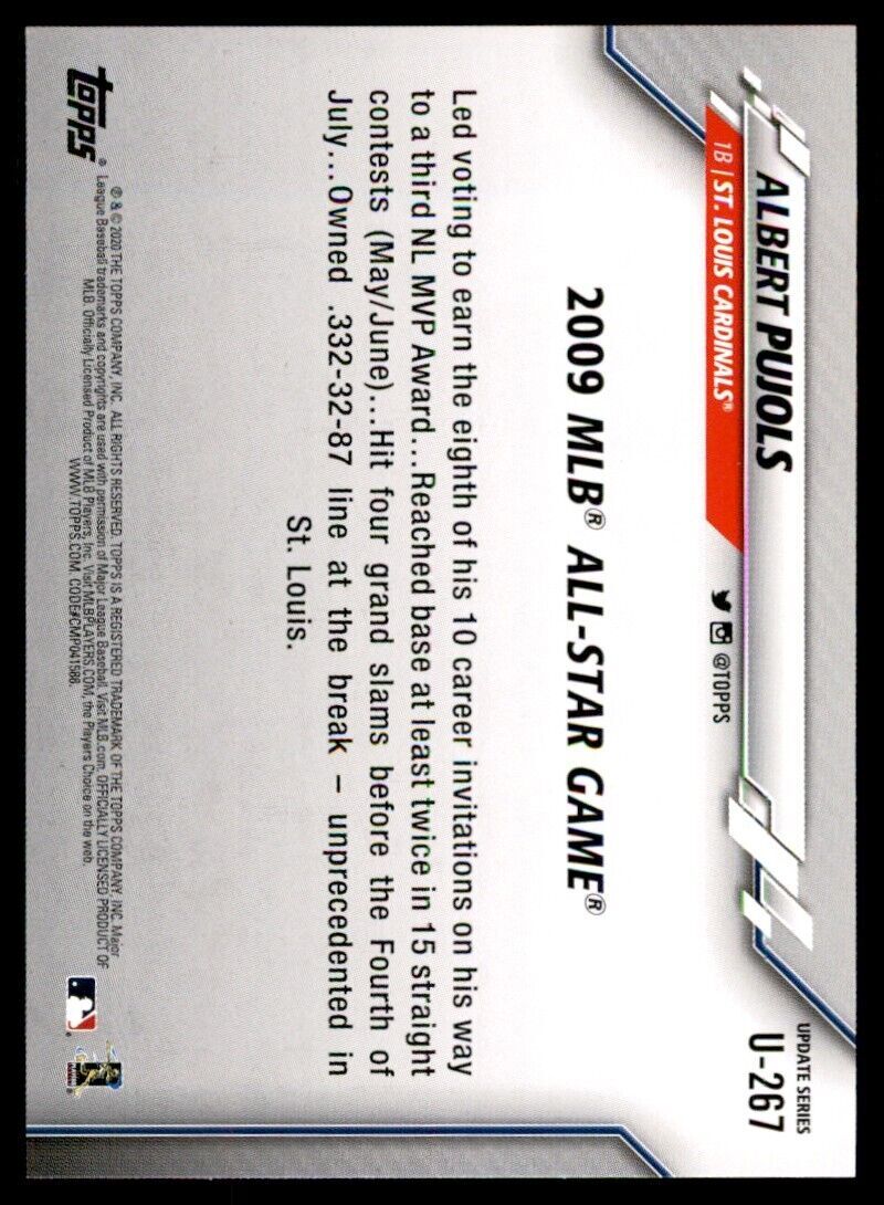 2020 Topps Baseball Card Albert Pujols St. Louis Cardinals #U-267