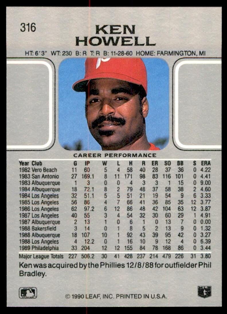 1990 Leaf Ken Howell Philadelphia Phillies #316