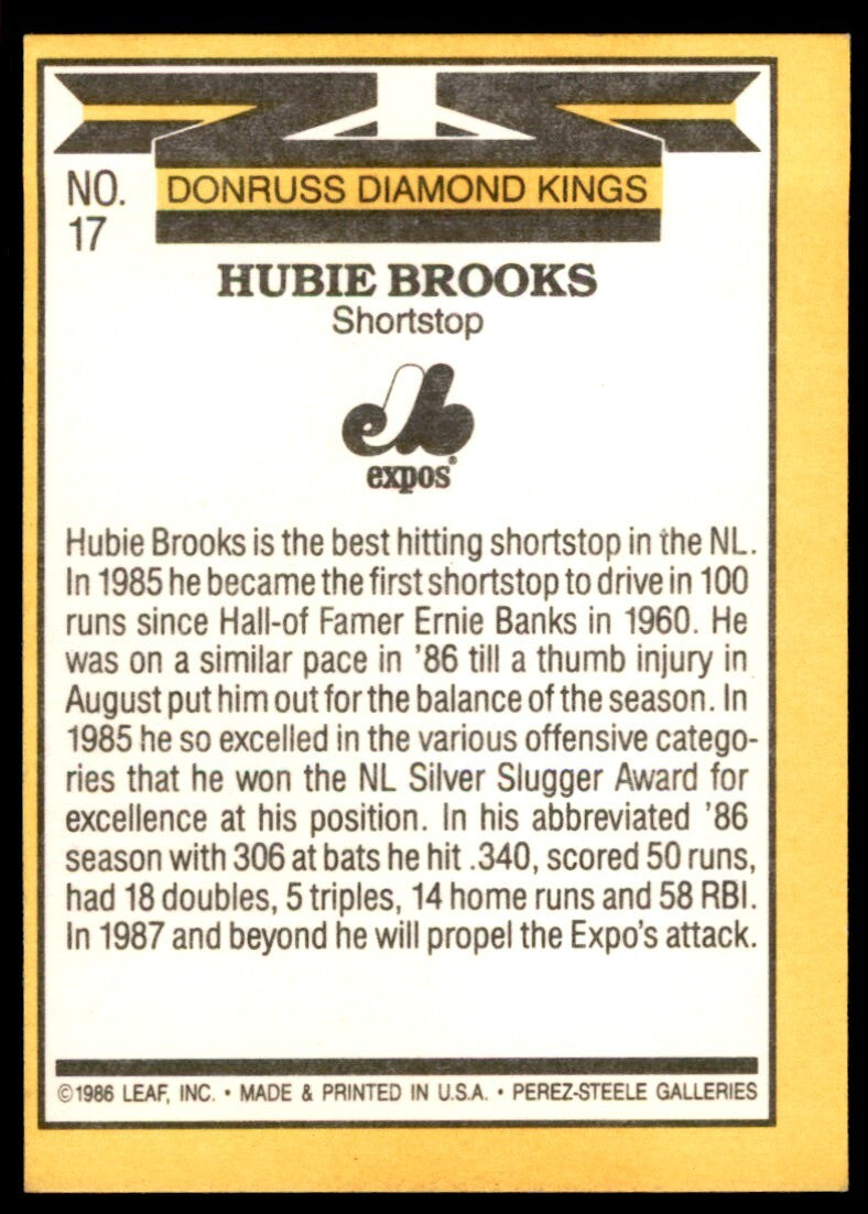 1987 Donruss Hubie Brooks Montreal Expos #17