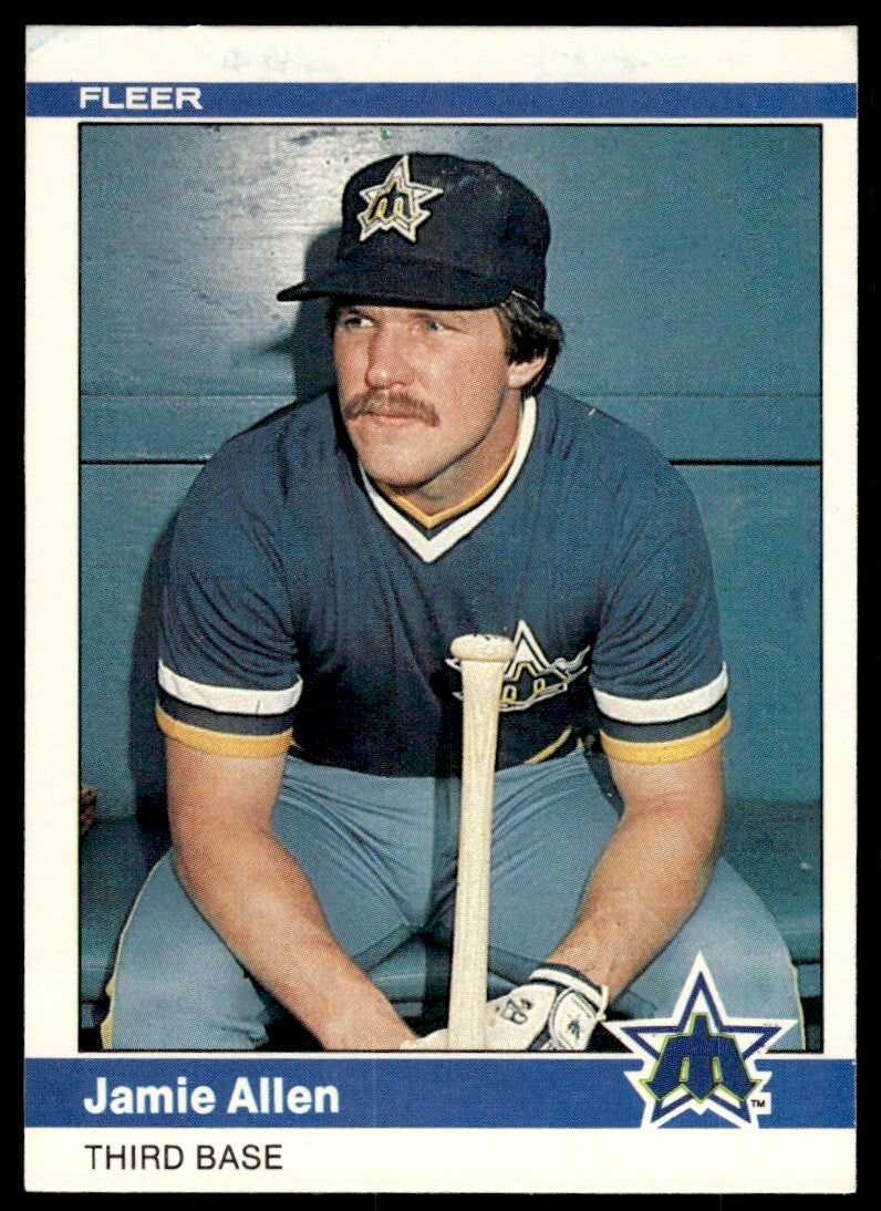 1984 Fleer Jamie Allen Rookie Baseball Card Seattle Mariners #604