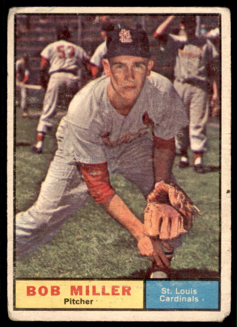 1961 Topps Baseball Card (Damaged) Bob Miller St. Louis Cardinals #314