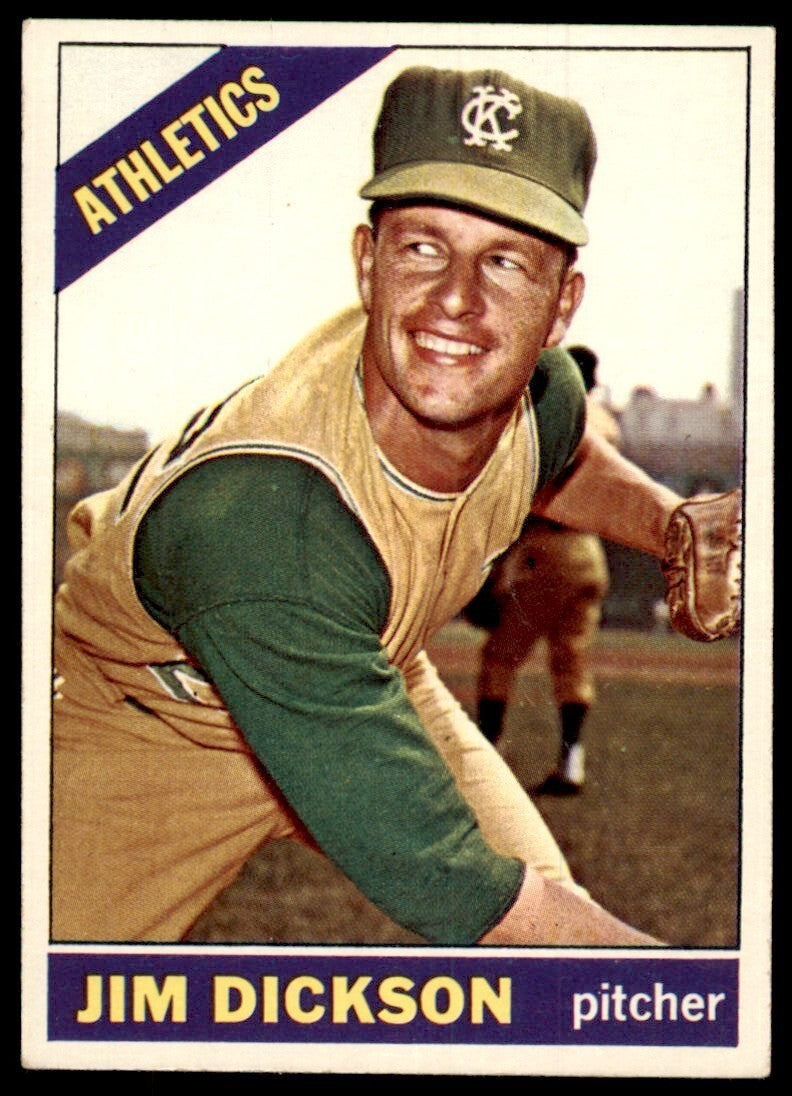 1966 Topps Baseball Card (Damaged) Jim Dickson Kansas City Athletics #201