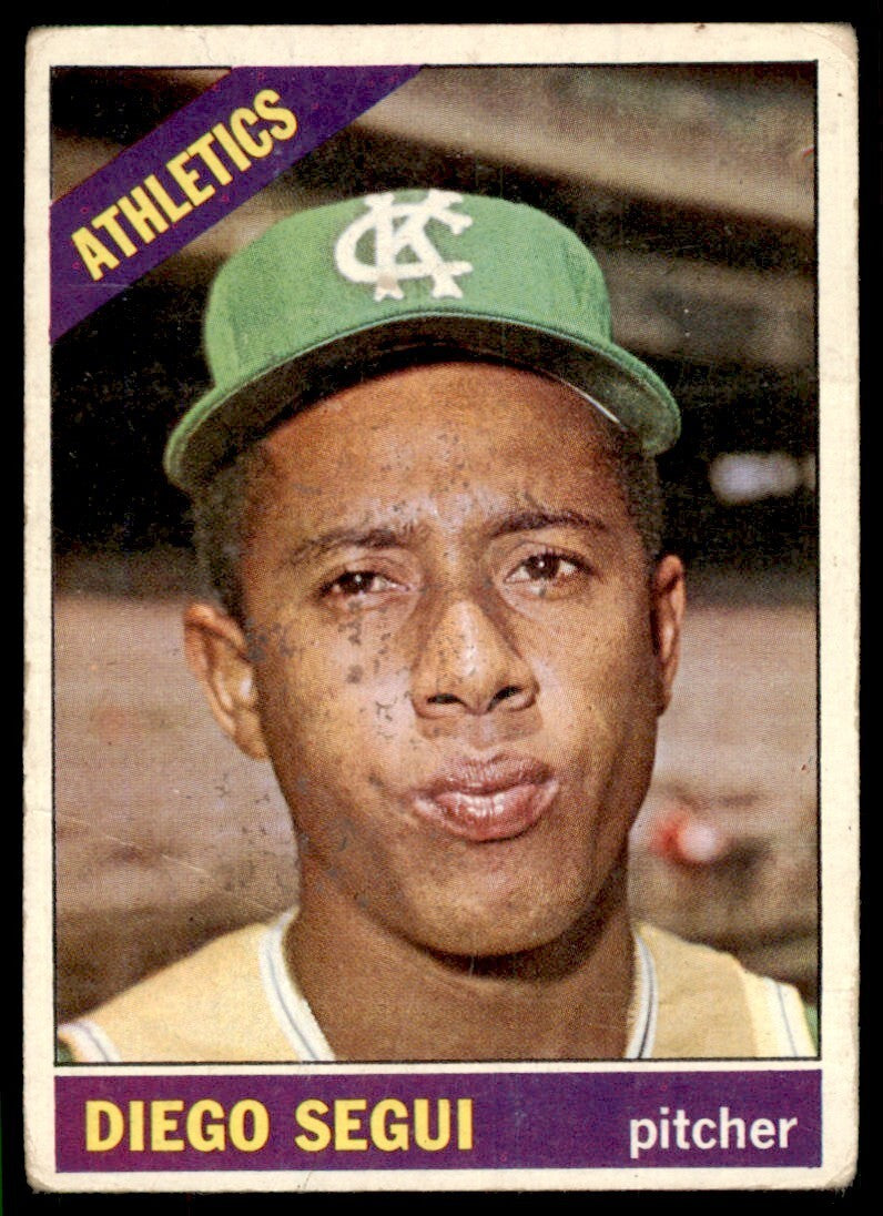 1966 Topps Baseball Card (Damaged) Diego Segui A Kansas City Athletics #309