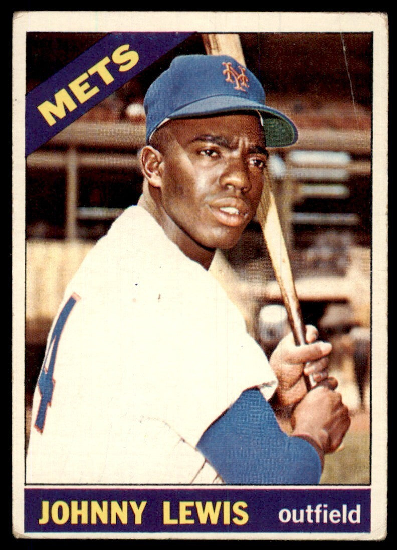 1966 Topps Baseball Card (Damaged) Johnny Lewis New York Mets #282