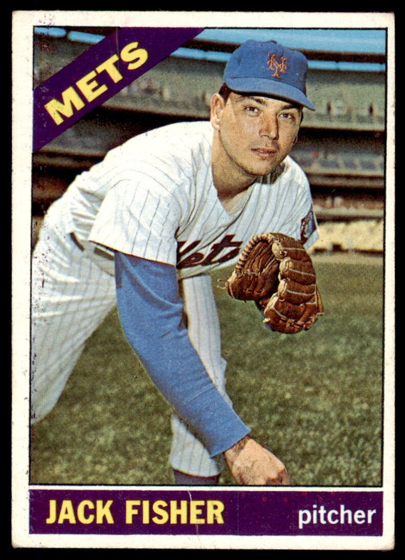 1966 Topps Baseball Card (Damaged) Jack Fisher New York Mets #316
