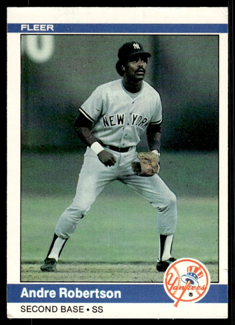 1984 Fleer Andre Robertson Baseball Card New York Yankees #140