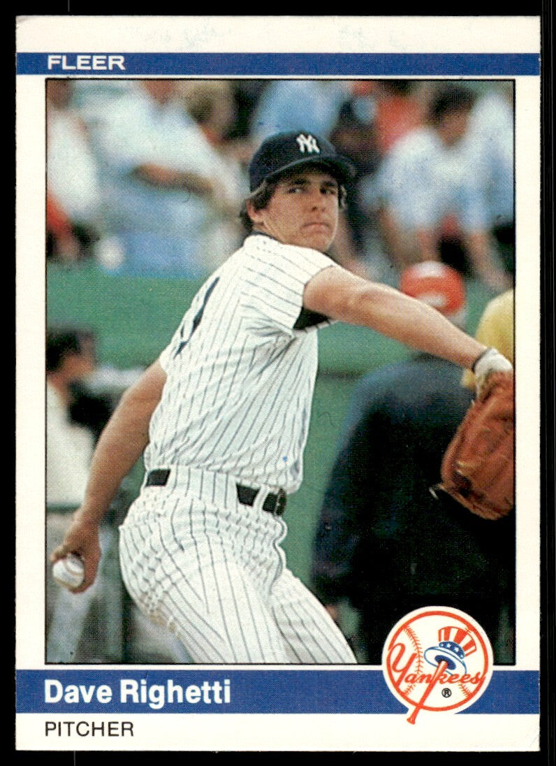1984 Fleer Dave Righetti Baseball Card New York Yankees #139