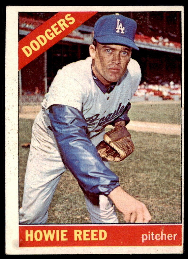 1966 Topps Baseball Card (Damaged) Howie Reed A Los Angeles Dodgers #387
