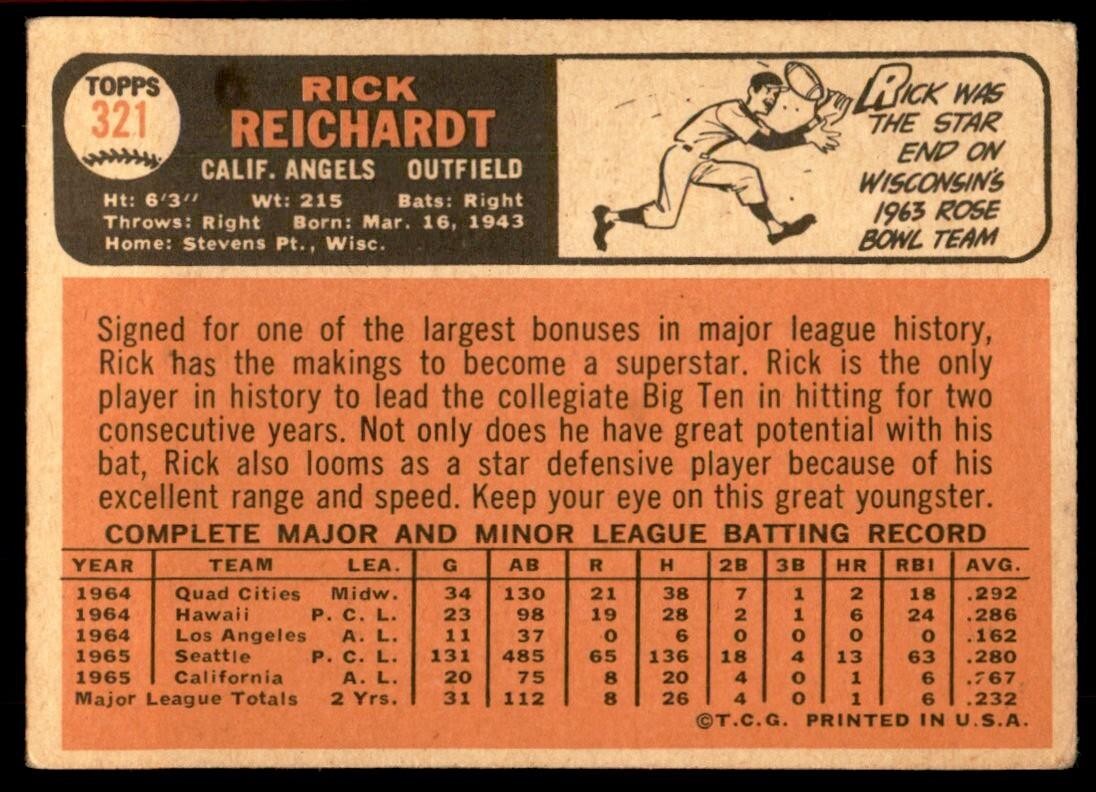1966 Topps Rick Reichardt A California Angels #321