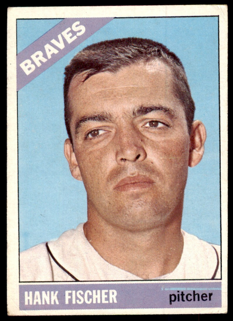 1966 Topps Baseball Card Hank Fischer A Atlanta Braves #381