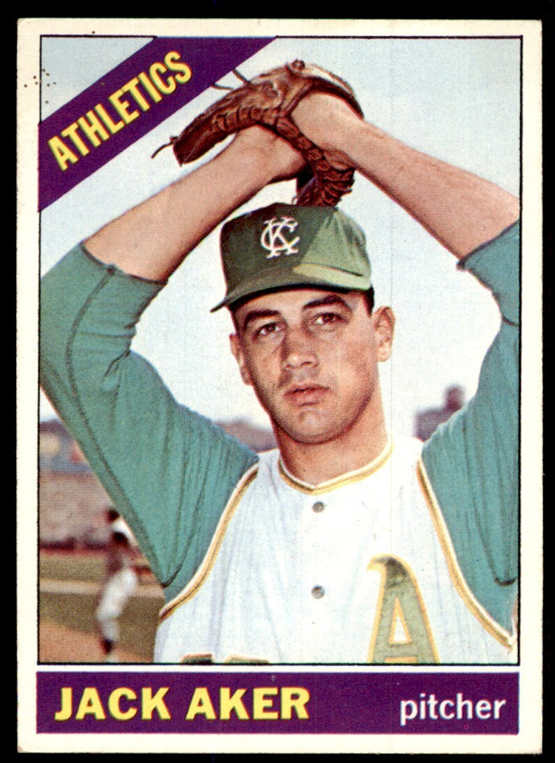 1966 Topps Baseball Card Jack Aker Rookie D Kansas City Athletics #287