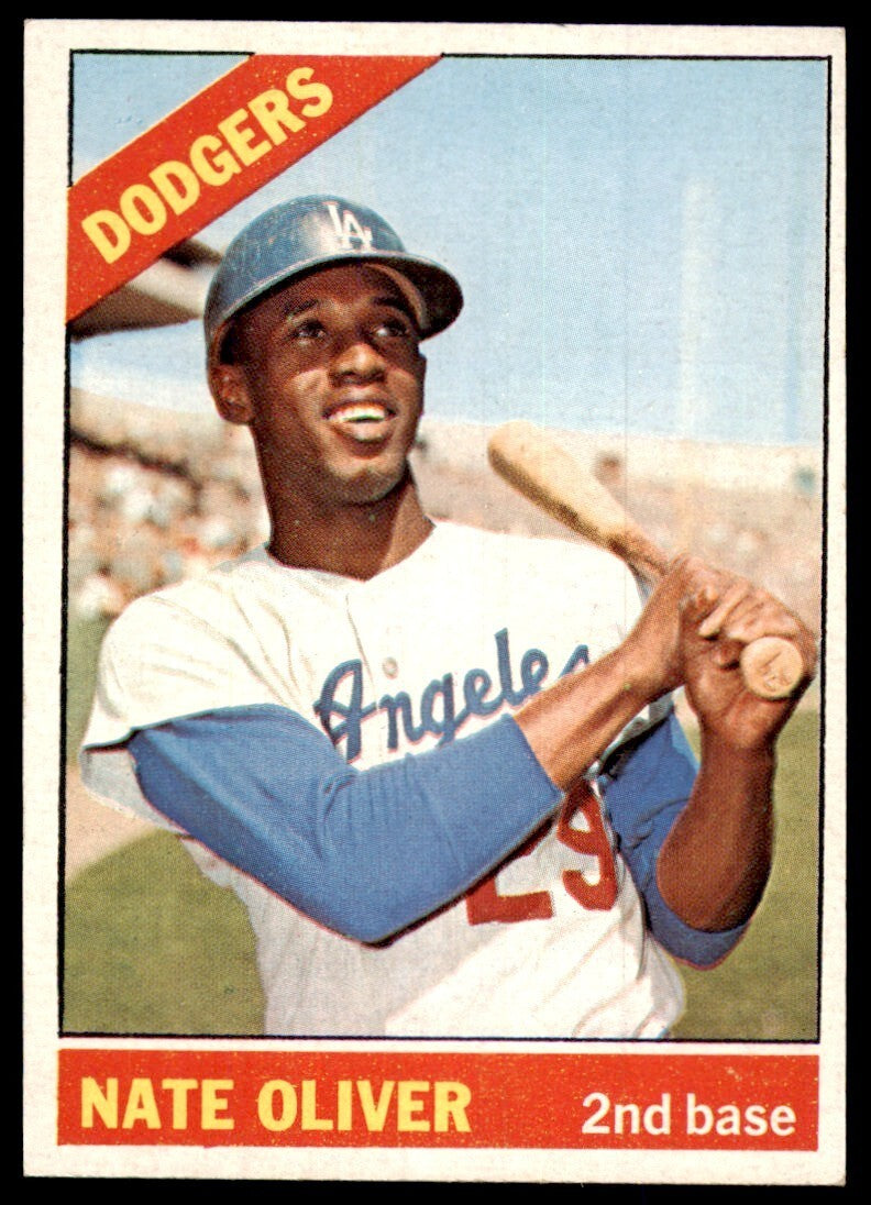 1966 Topps Baseball Card Nate Oliver D Los Angeles Dodgers #364