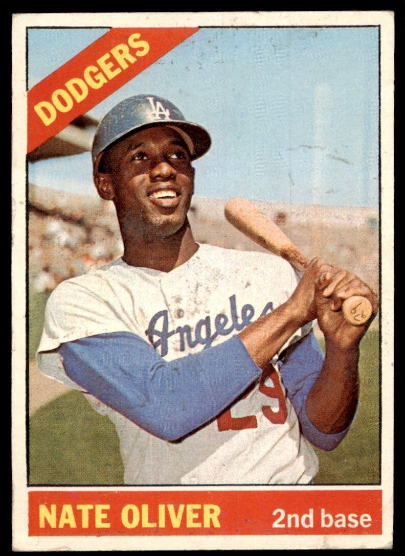 1966 Topps Baseball Card Nate Oliver E Los Angeles Dodgers #364