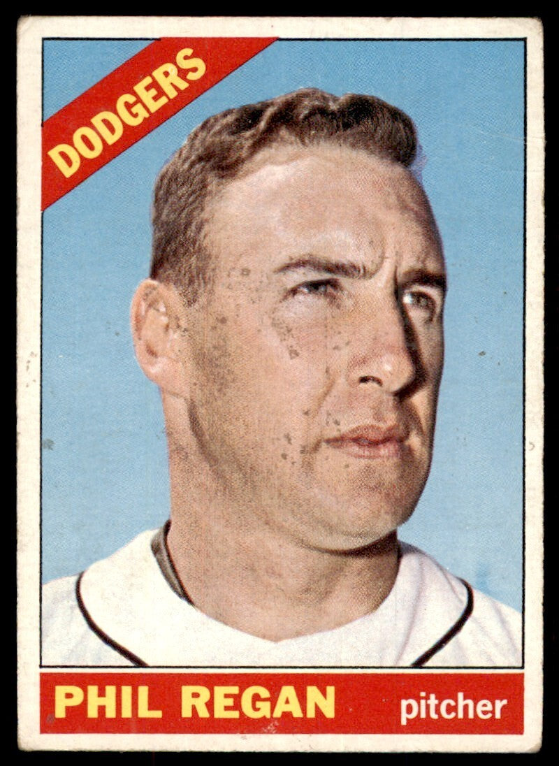 1966 Topps Baseball Card Phil Regan A Los Angeles Dodgers #347