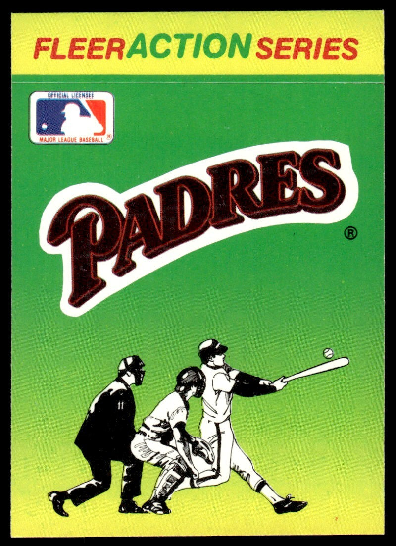 1990 Fleer Action Series Stickers Padres Baseball Card