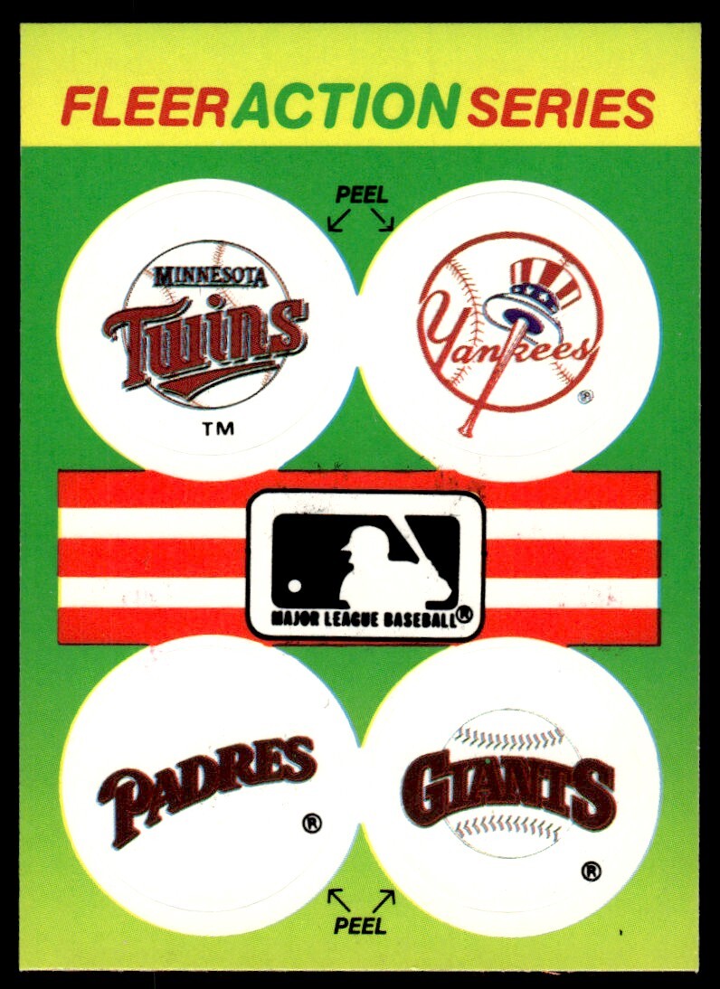 1990 Fleer Action Series Stickers Twins/Yankees/Padres/Giants B