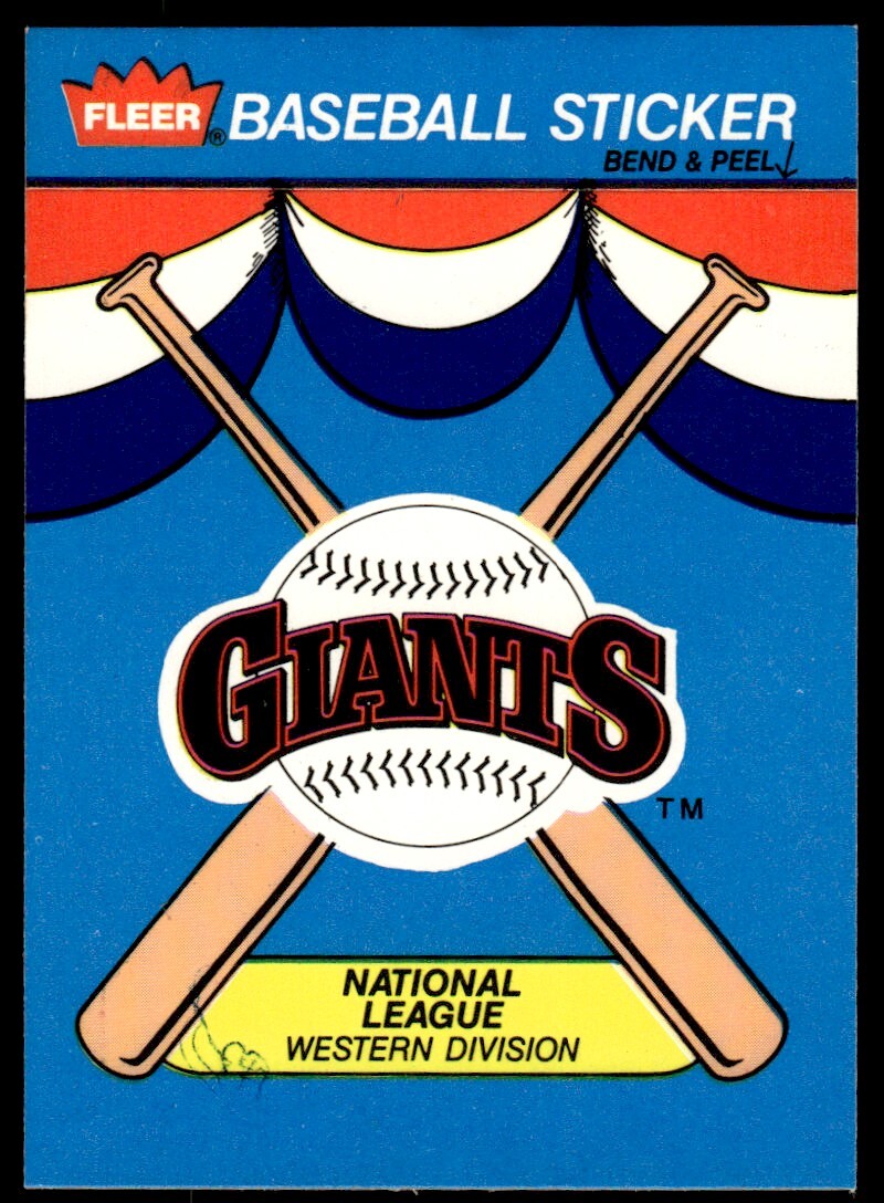 1989 Fleer Team Stickers San Francisco Giants Baseball Card