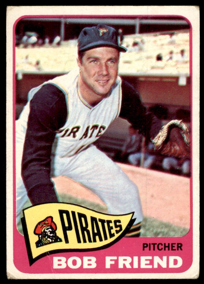 1965 Topps Baseball Card (Damaged) Bob Friend A Pittsburgh Pirates #392