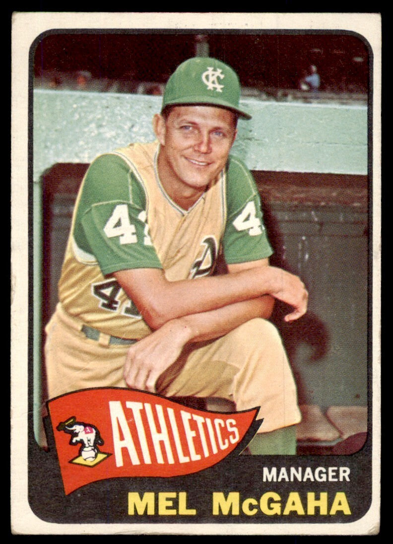 1965 Topps Baseball Card (Damaged) Mel McGaha Kansas City Athletics #391