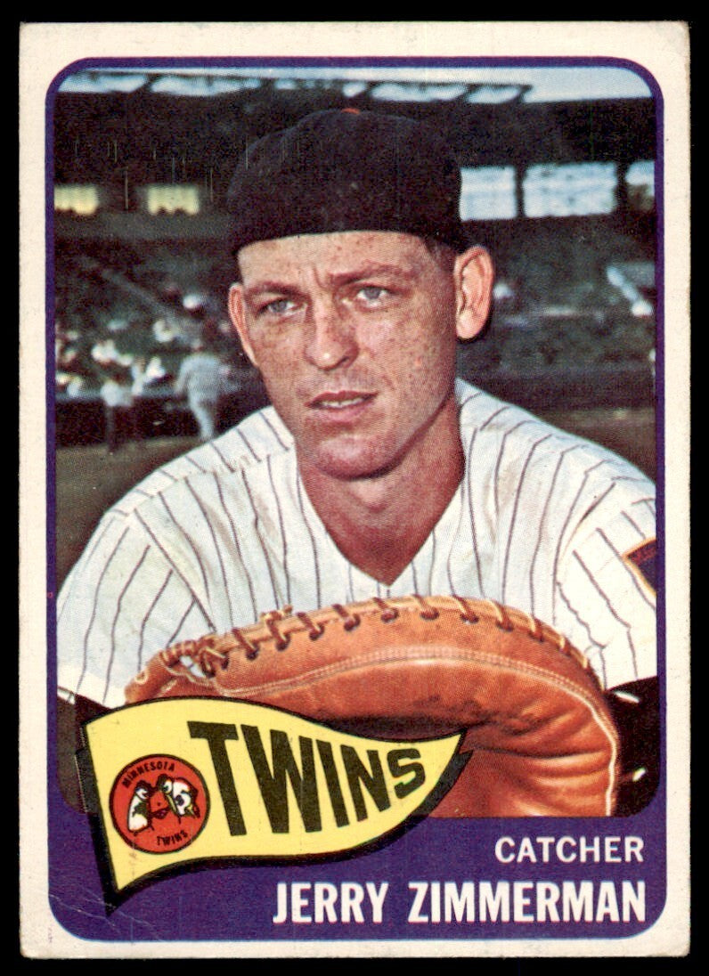 1965 Topps Baseball Card (Damaged) Jerry Zimmerman Minnesota Twins #299
