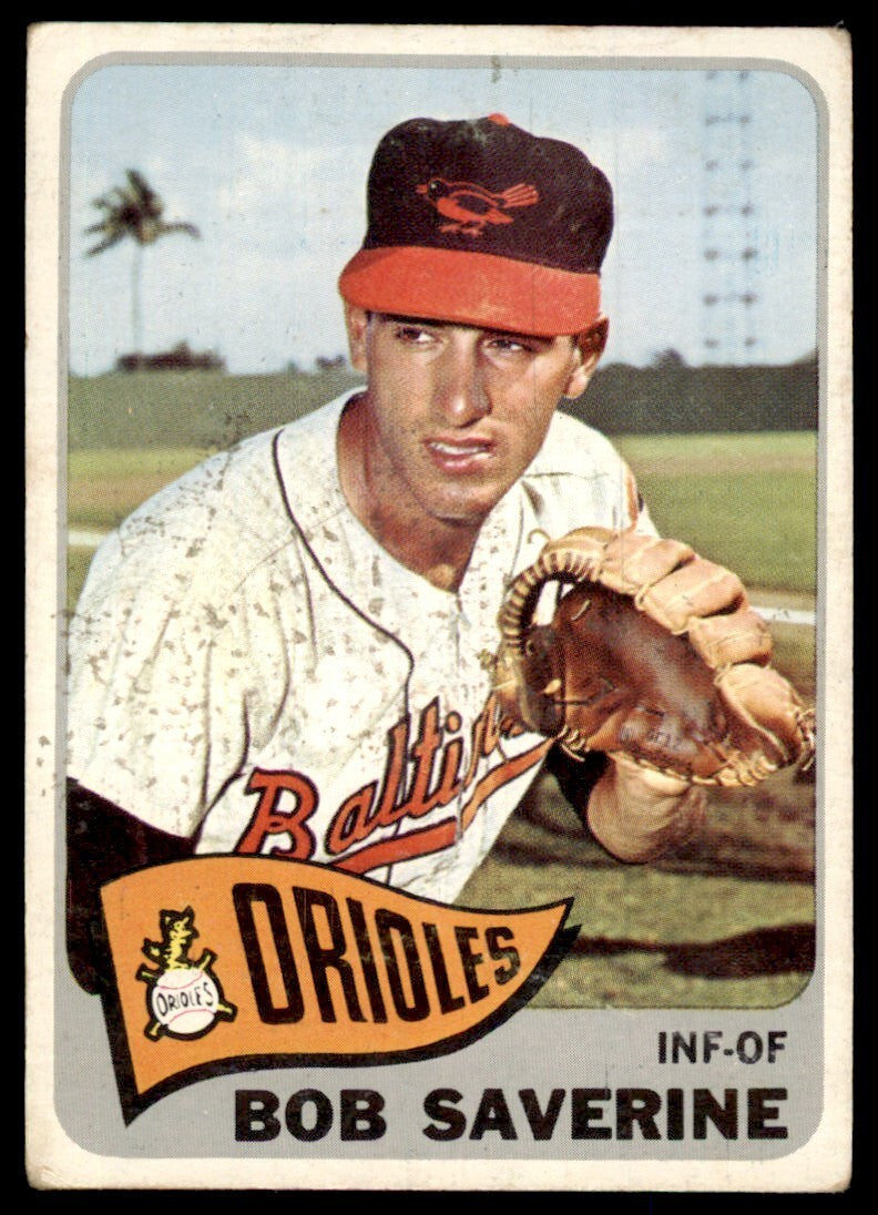1965 Topps Baseball Card (Damaged) Bob Saverine D Baltimore Orioles #427