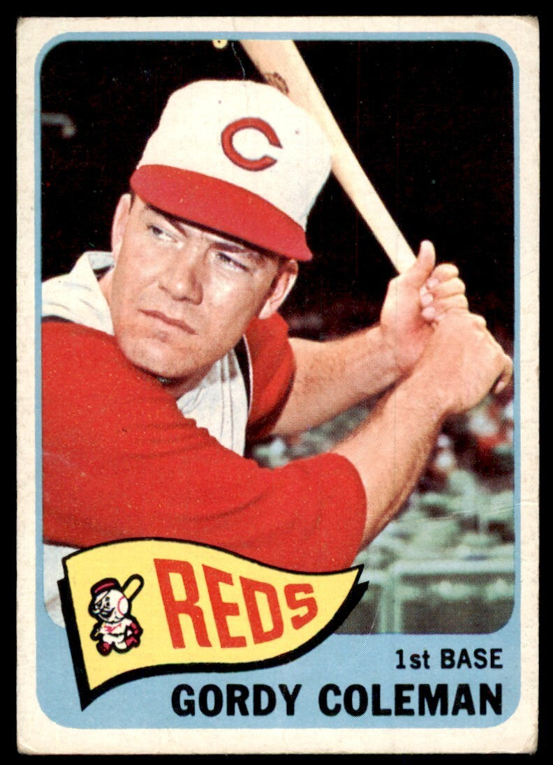 1965 Topps Baseball Card (Damaged) Gordy Coleman Cincinnati Reds #289