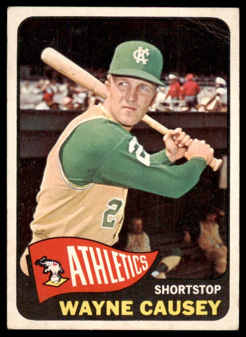 1965 Topps Baseball Card (Damaged) Wayne Causey A Kansas City Athletics #425