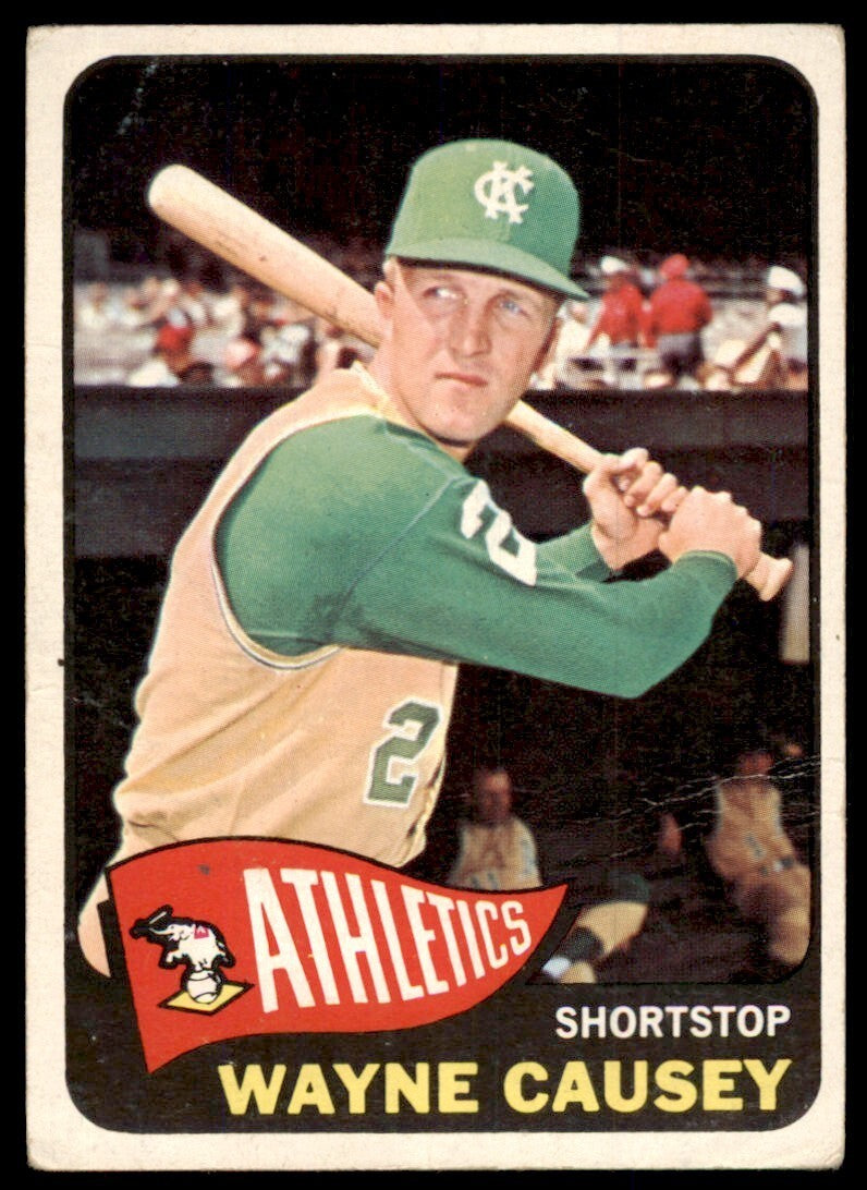 1965 Topps Baseball Card (Damaged) Wayne Causey B Kansas City Athletics #425