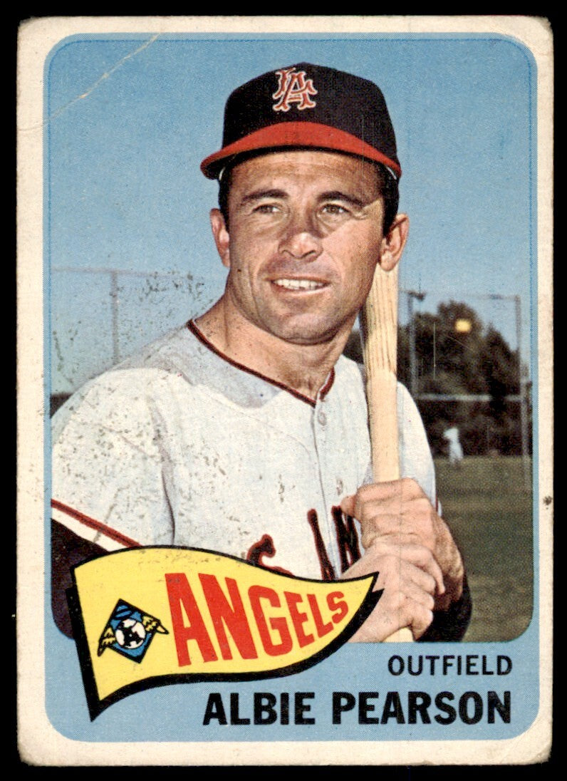 1965 Topps Baseball Card (Damaged) Albie Pearson A Los Angeles Angels #358