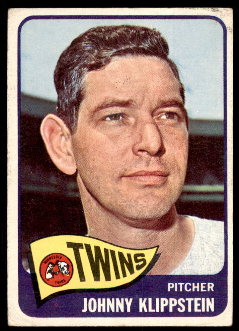 1965 Topps Baseball Card Johnny Klippstein Minnesota Twins #384