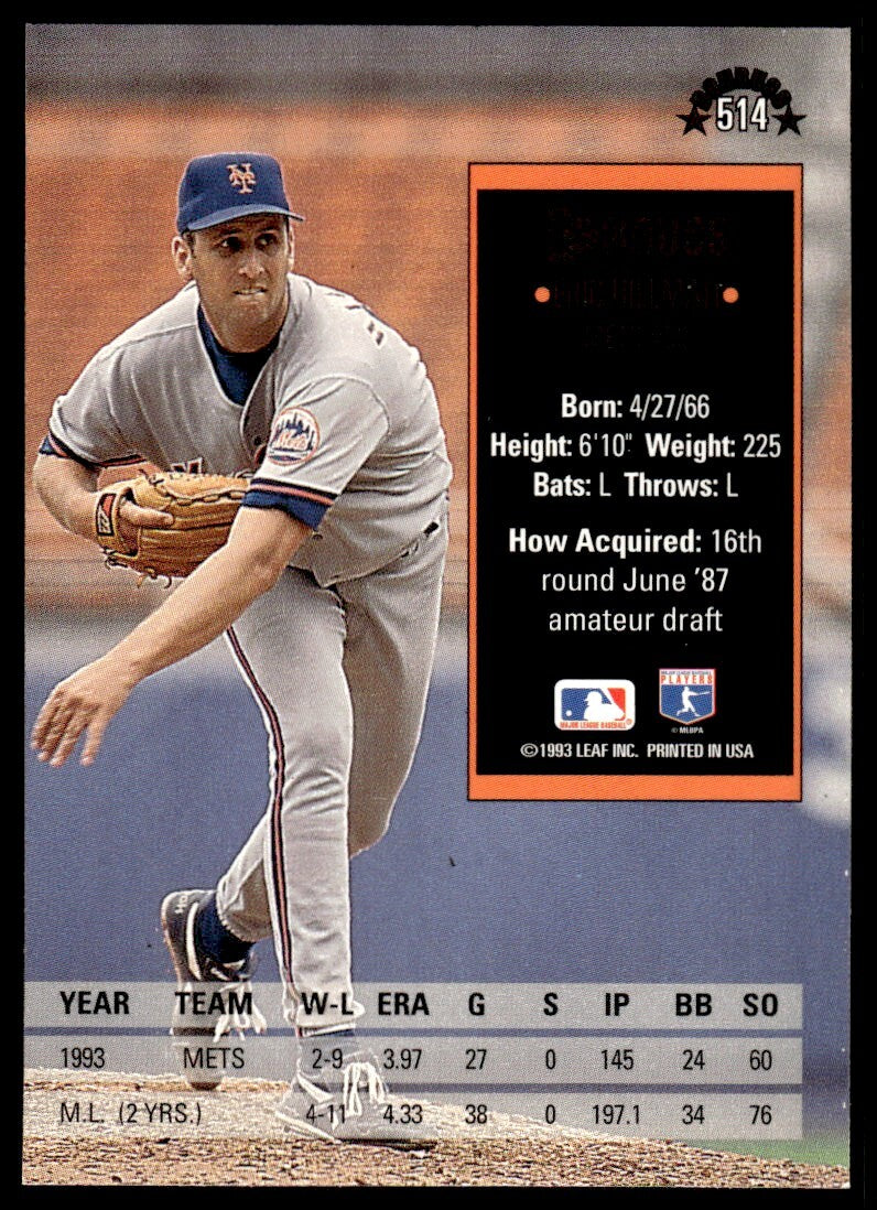 1994 Donruss Baseball Card Eric Hillman New York Mets #514
