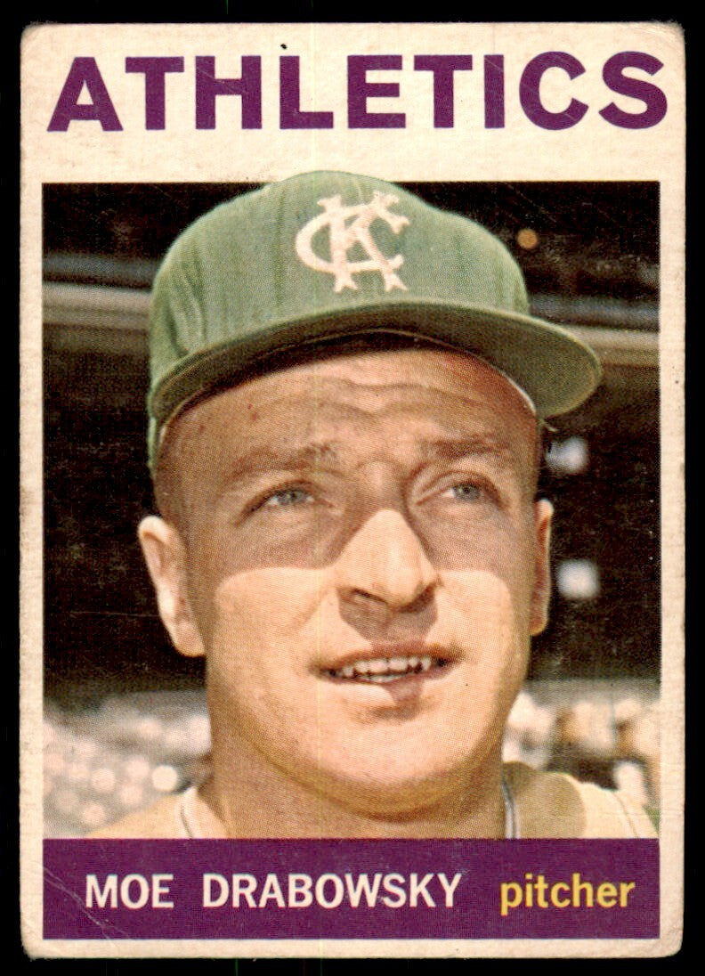 1964 Topps Baseball Card Moe Drabowsky Kansas City Athletics #42