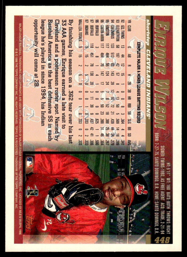 1998 Topps Baseball Card Enrique Wilson ppp Cleveland Indians #448